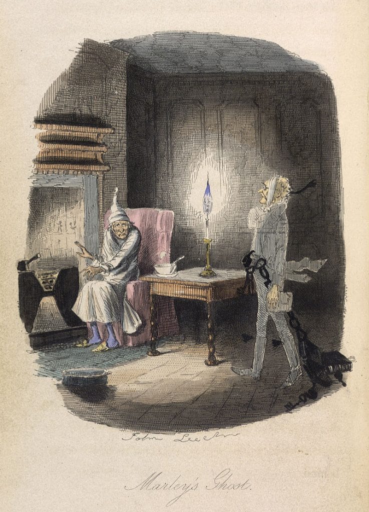 The Ghost of Scrooge's business partner, Marley, in A Christmas Carol