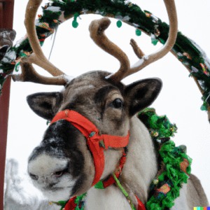 christmas oranges and blitzen pulling a face