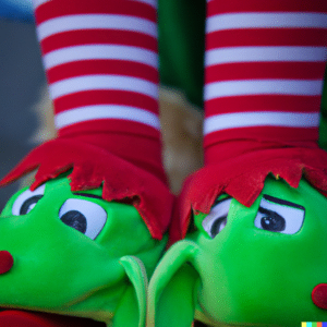 fuzzy elf slippers for a pj party